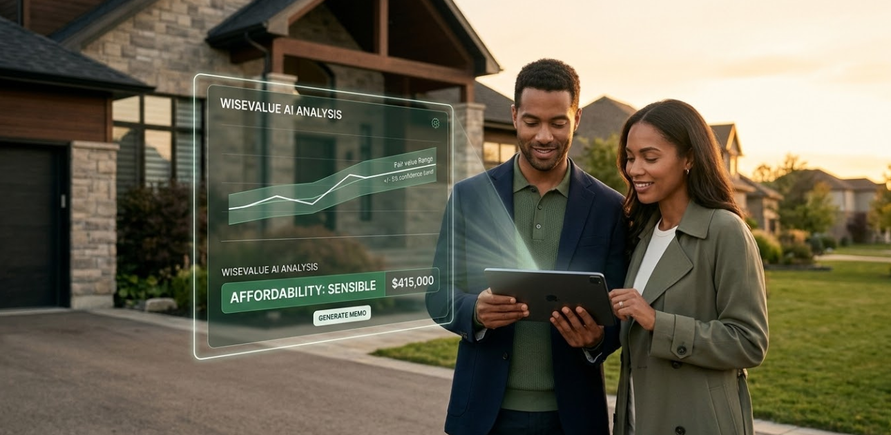 Couple reviewing WiseValue AI analysis on tablet